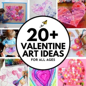 20+ Valentine Art Ideas for All Ages: image shows 8 photos of Valentine's day art activities